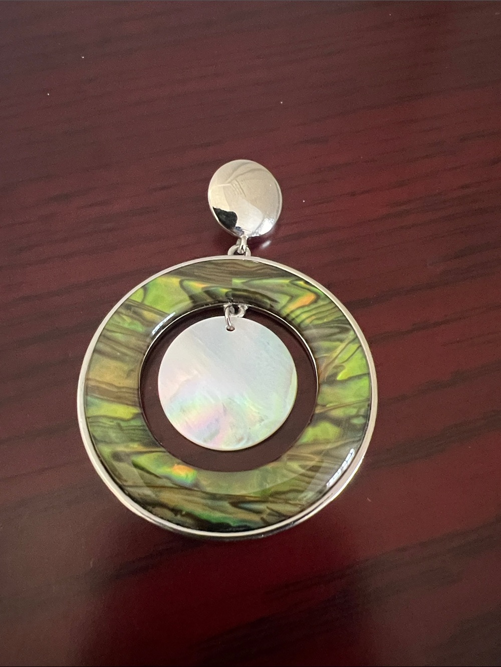 Lia Sophia Green & White Shell Circular Necklace Slider
